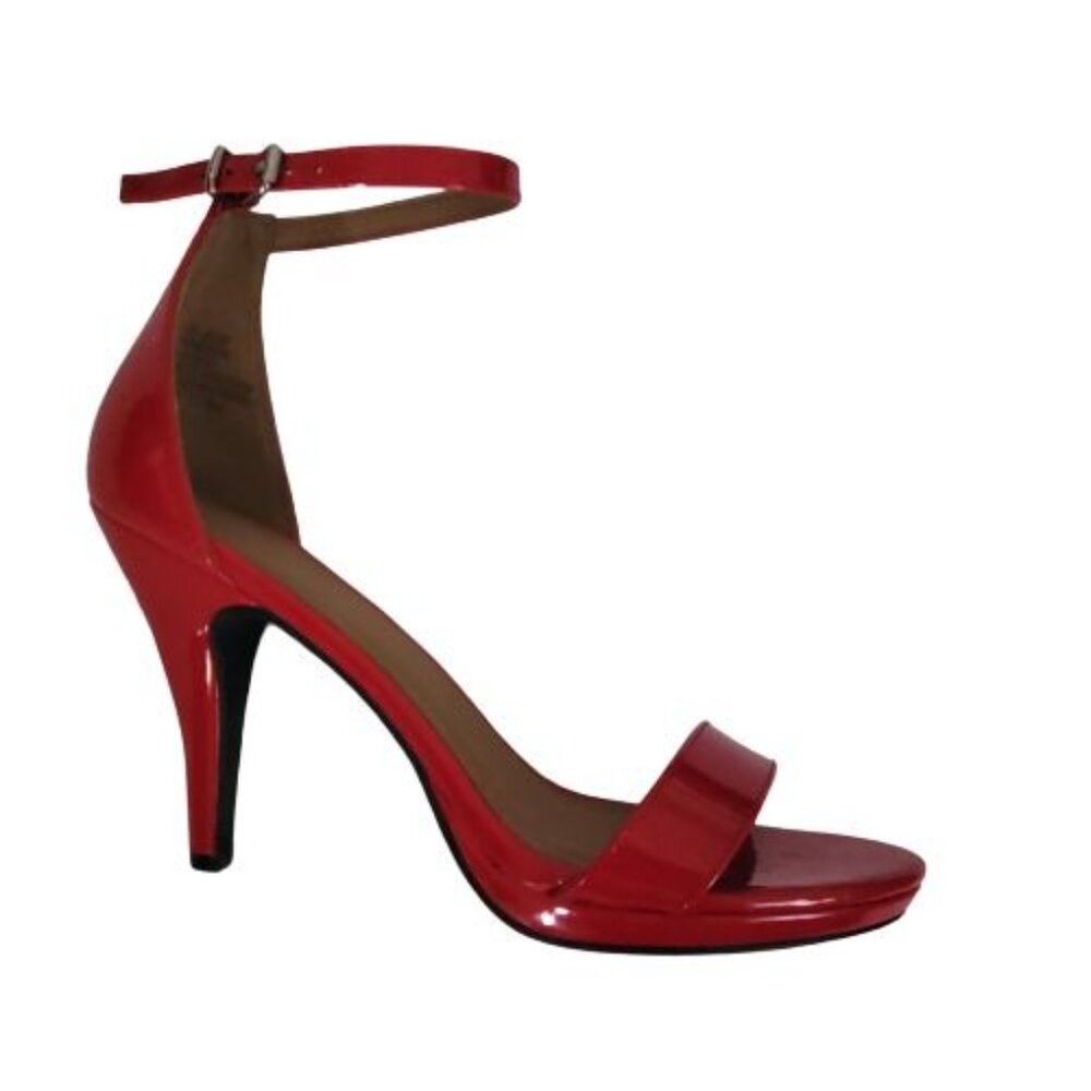 CM Women's Leather Ankle Strap Stiletto Heels Sandals Red‎ Size 9M - Picture 5 of 14